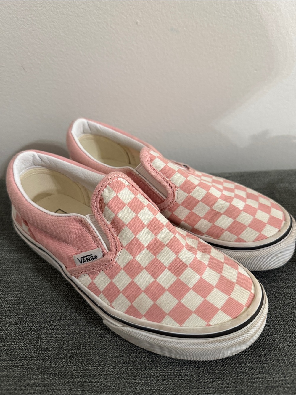 Vans Kids Slip-On Checkerboard Sneakers - Pink & White